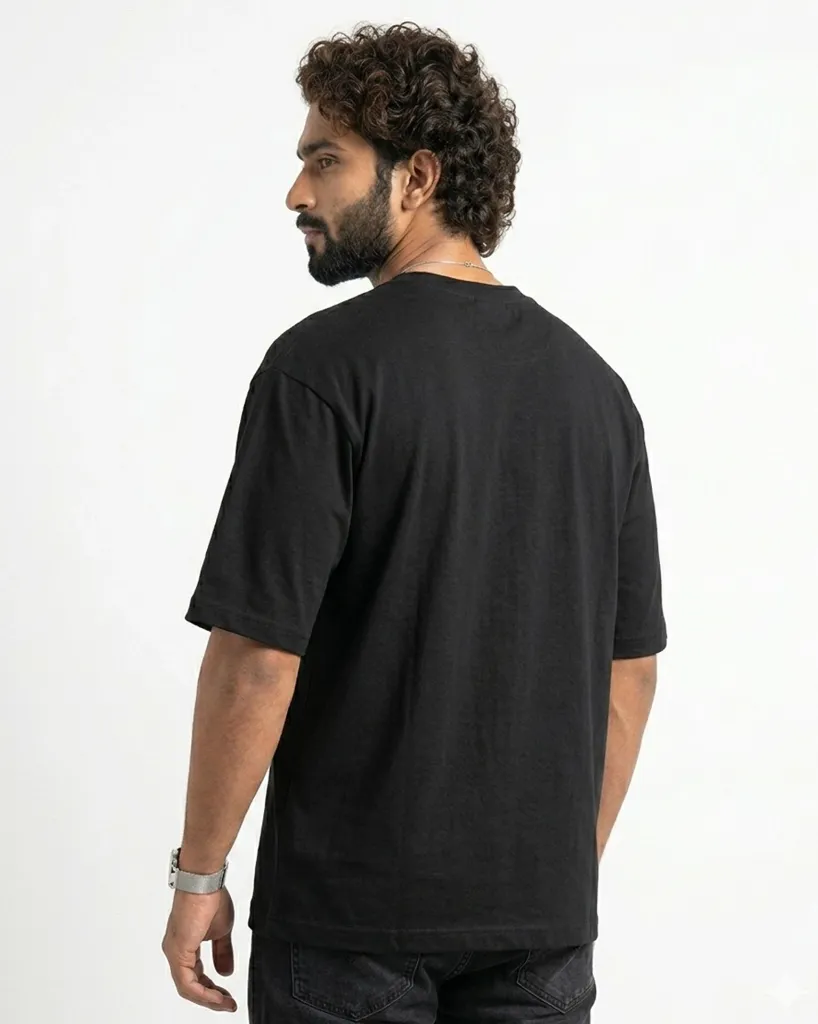 Unisex-Terry-Oversized-Tee---black-260GSM-back.webp