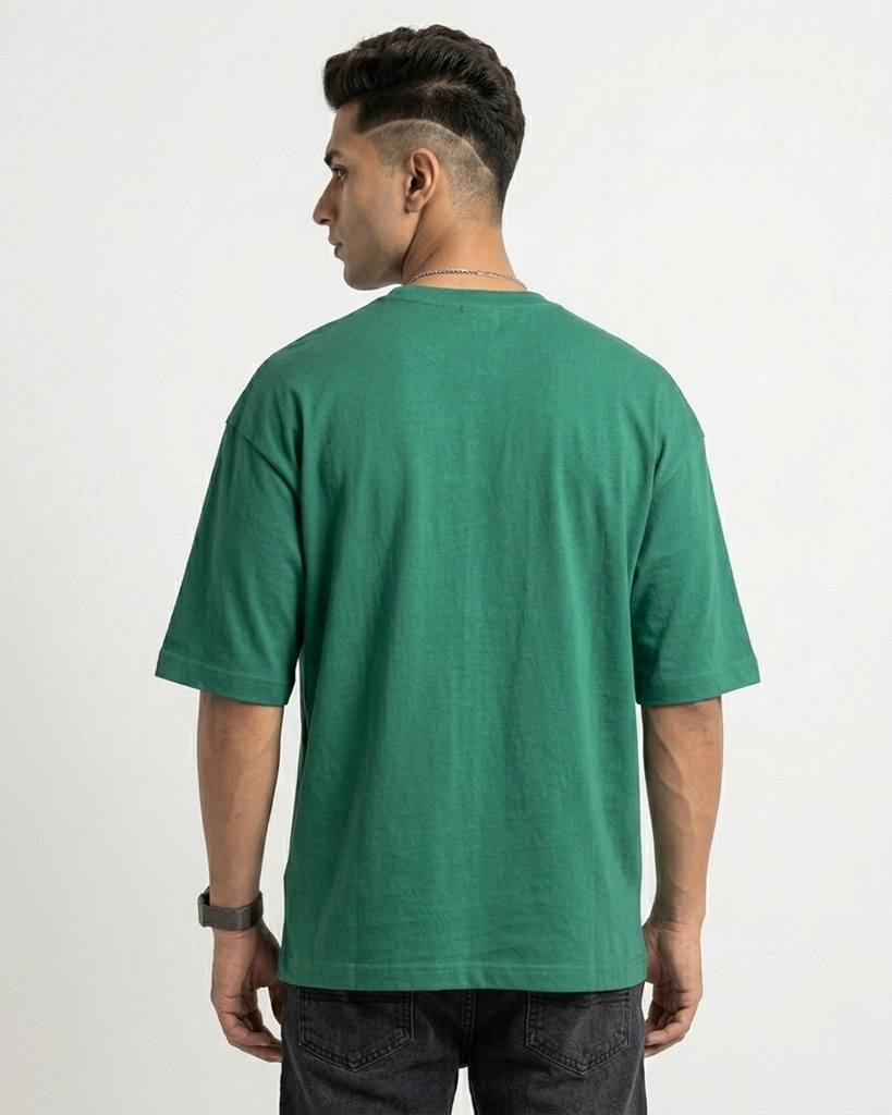 260GSM--Unisex-Terry-Oversized-Tee---Bottle-Green-color-back-side-260GSM.webp