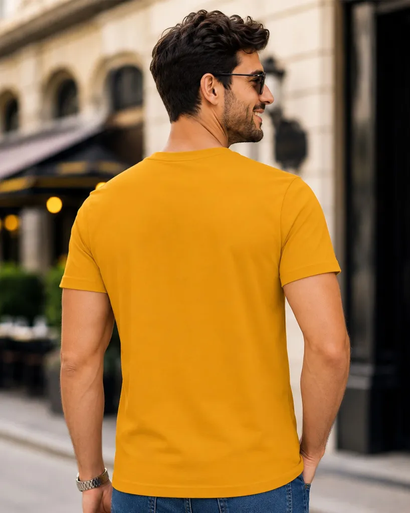 Mustard-Yellow-Round-Neck-T-shirt-back.webp