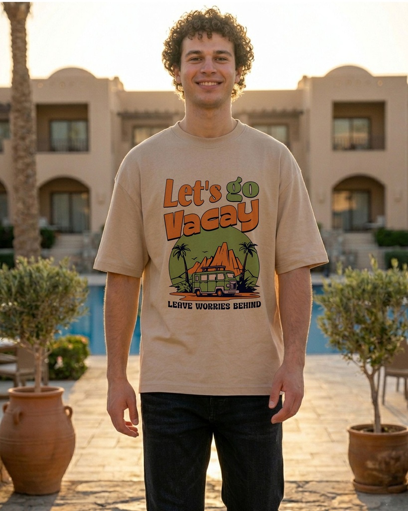 Lets-go-vacacy--CAR-Beige-Oversized-T-Shirt---Hip-Hop Front side.webp