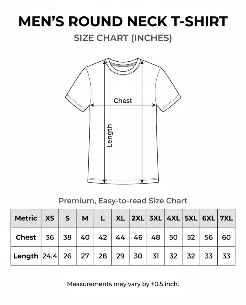 Men's Round Neck T-shirt Size Chart.webp