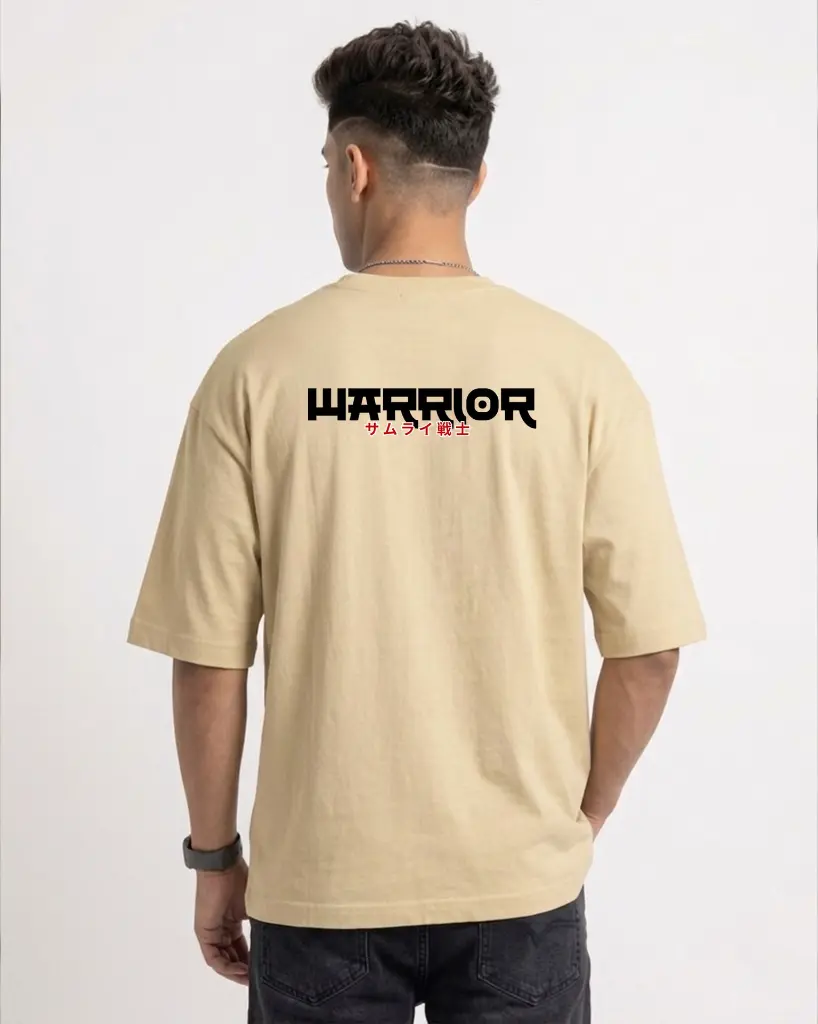 Japanese-Warrior-Beige-Oversized-T-shirt-backside.webp