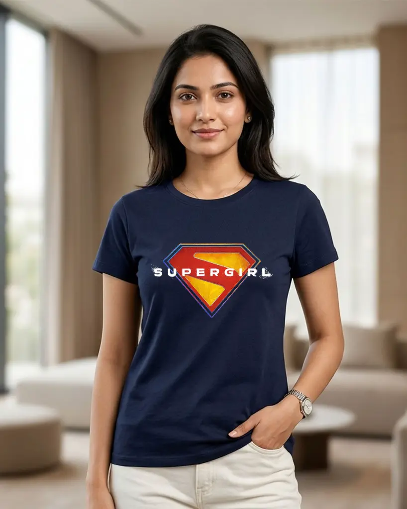 Super-Girl-Navy-Blue-T-shirt-Roundneck-women.webp