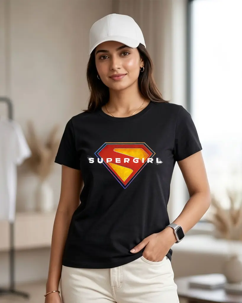 Super-Girl-Black-T-shirt-Roundneck-women.webp