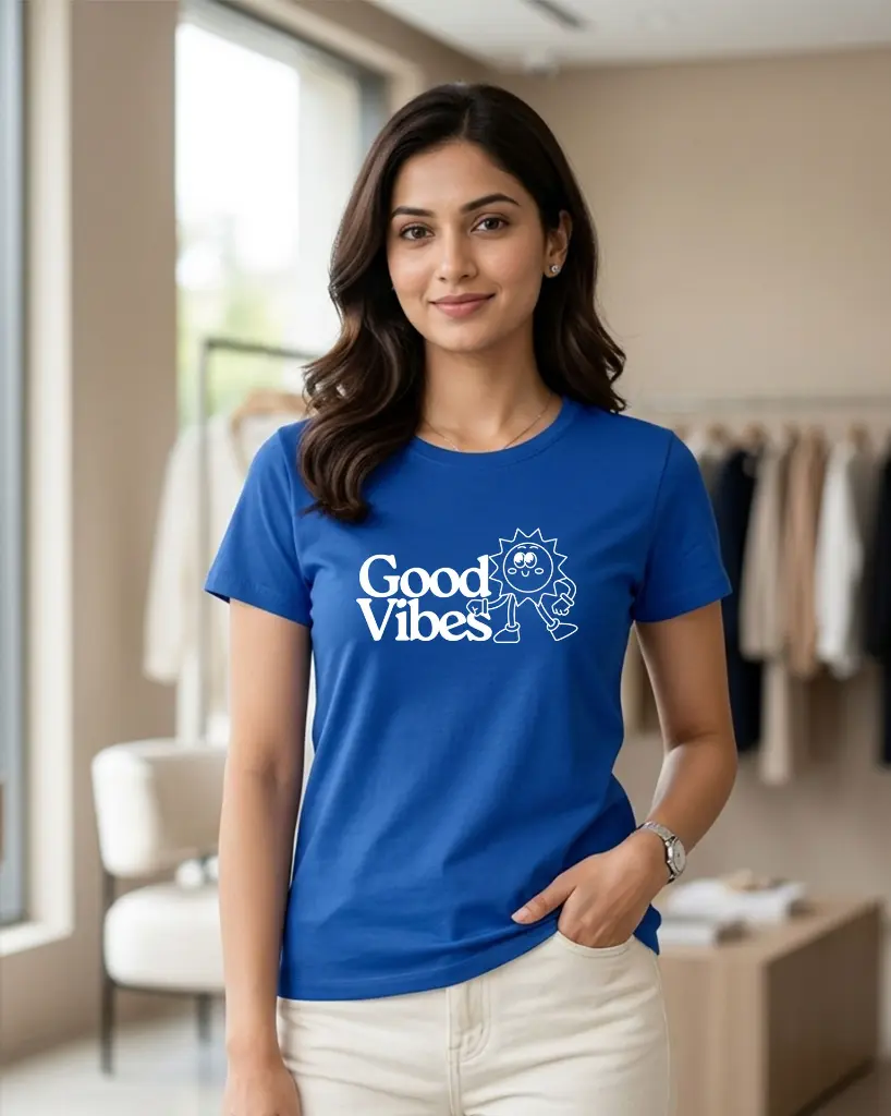 Royal-blue-Round-neck-Green-Whimsical-Sun-Good-Vibes-T-Shirt.webp