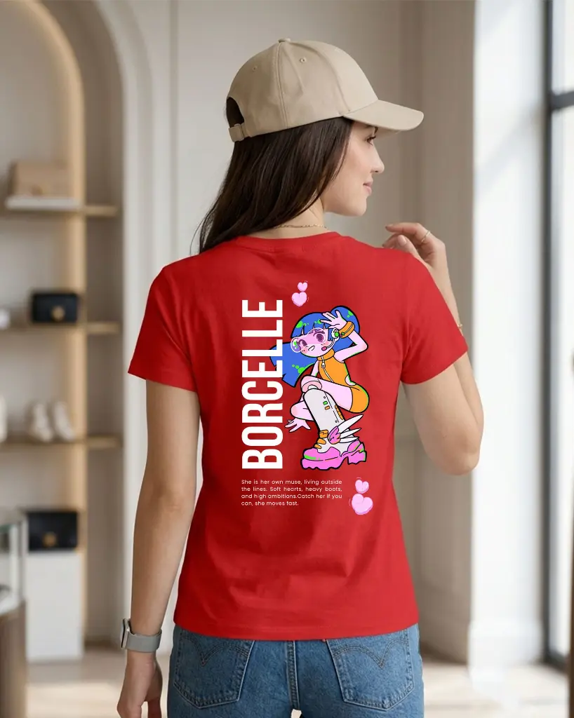 Borcelle-Women's-Round-Neck-T-shirt-red-back.webp