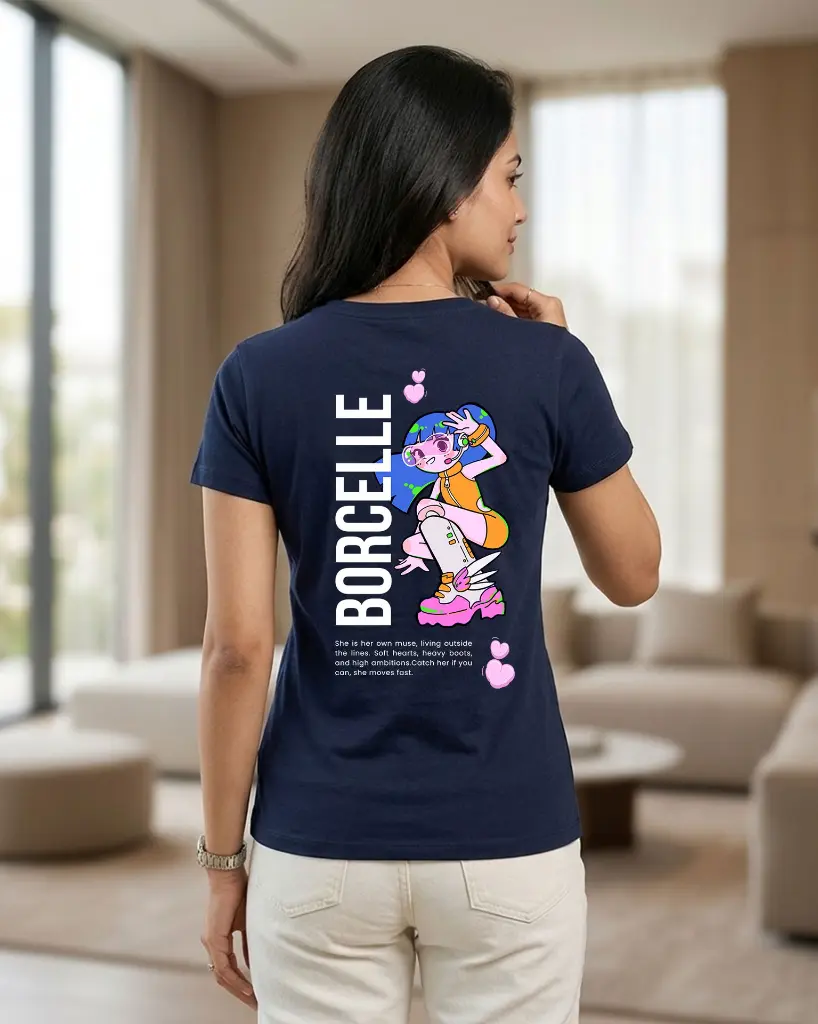 Borcelle-Women's-Round-Neck-T-shirt-navy-blue-back.webp