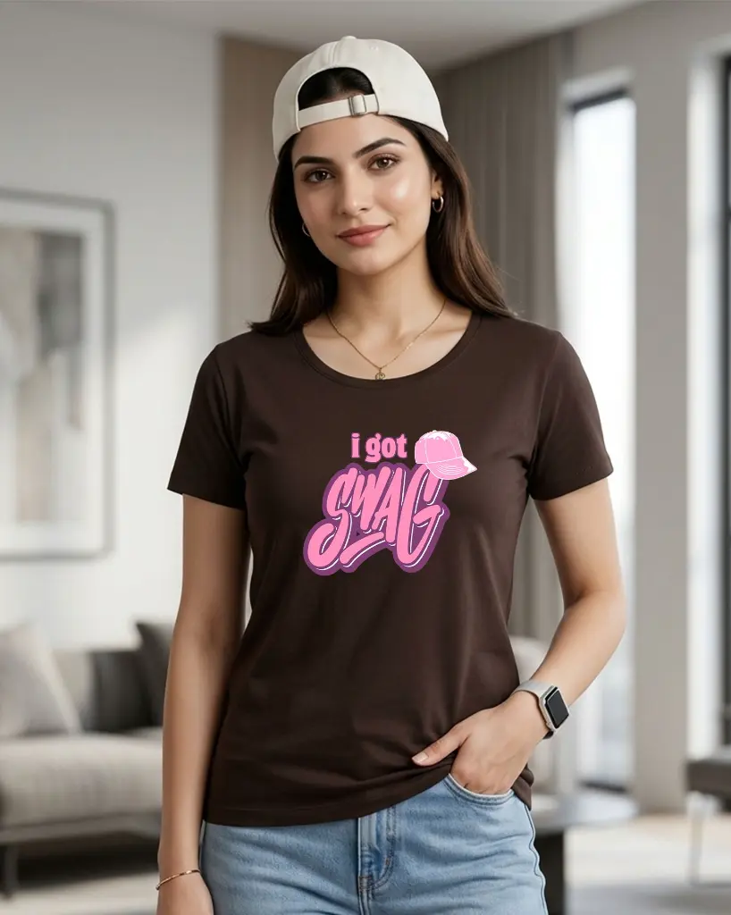 I-got-swag-Women's-Round-Neck-T-shirt-coffee-brown-front.webp
