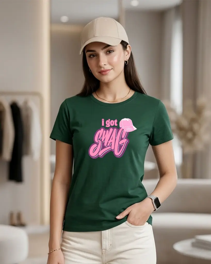I-got-swag--Women's-Round-Neck-T-shirt-bottle-green.webp