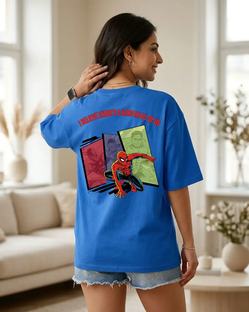 I-believe-there's-a-hero-in-all-of-us-Oversized-T-shirt-women's-back-royal-blue.webp