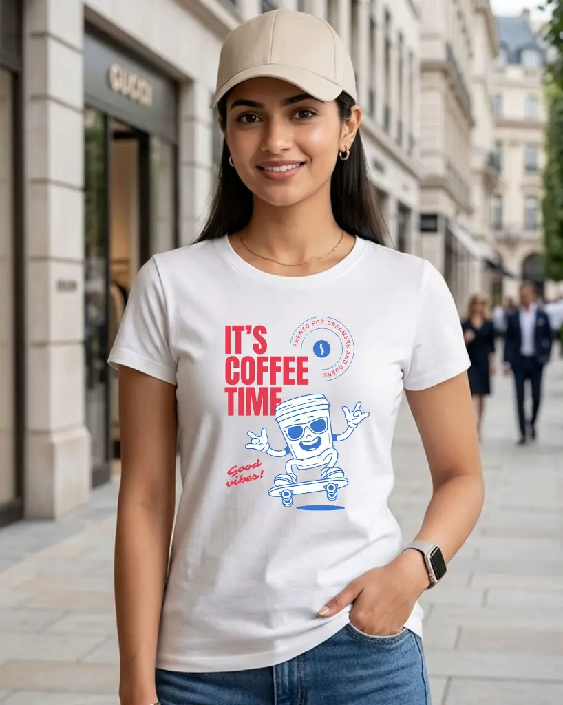 It's-coffee-time-Women's-Round-Neck-T-shirt-bottle-coffee-white.webp