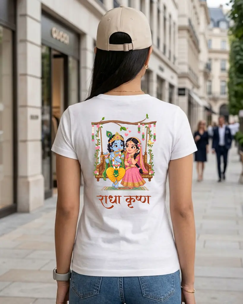 White-Womens-Roundneck-Tshirt-Radha-Krishna-Bansuri-Swing-backside.webp