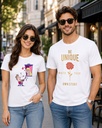 Couple White Round Neck T-Shirt Propose Be Unique Write Your Own Story Graphic Printed
