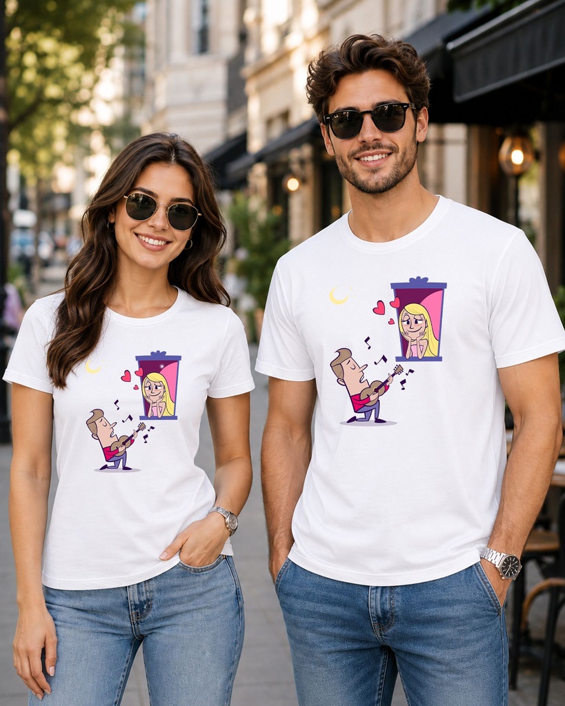 Couple White Round Neck T-Shirt Propose Be Unique Write Your Own Story Graphic Printed (XS, XS)