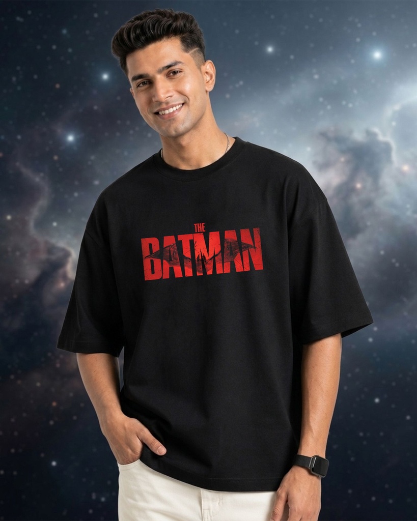 Black Oversized T-Shirt The Batman Graphic Printed