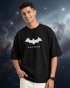 Black Oversized T-Shirt Batman Sign Graphic Printed