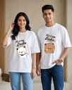 Couple White Oversized T-Shirt Dudu Bubu Graphic Printed