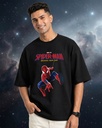 Black Oversized T-Shirt Spider Man Action Graphic Printed