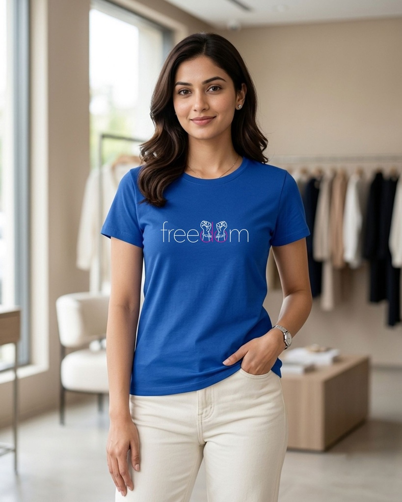 Round Neck Women's T-Shirt Graphic Printed (XS, Royal Blue)