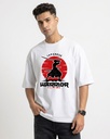 White Oversized T-Shirt Japanese Warrior Graphic Printed