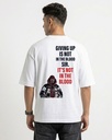 White Oversized T-Shirt Graphic Printed Giving Up Is Not In The Blood Sir