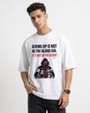 White Oversized T-Shirt Graphic Printed Giving Up Is Not In The Blood Sir Front