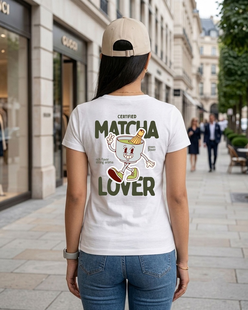 Macha Lover Round Neck Women's T-Shirt Graphic Printed (XS)