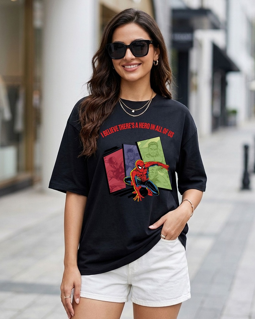 Spiderman & Venom Oversized T-shirt Women's Graphic Printed (XS)