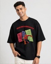 Spiderman & Venom Black Oversized T-Shirt Graphic Printed