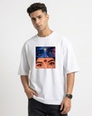 White Oversized T-Shirt Graphic Printed Radha Krishna Eye