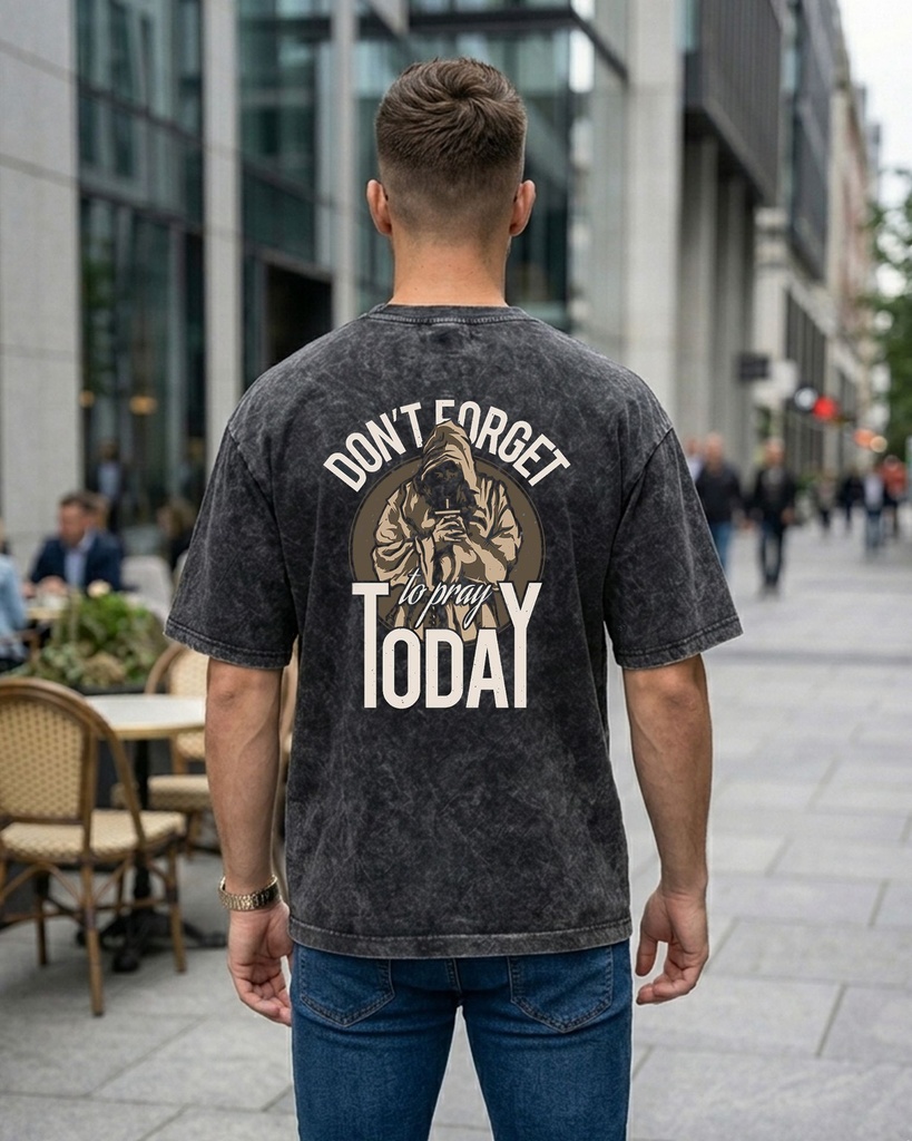 Black Acid Oversized T-Shirt Don't Forget To Pray Today Graphic Printed (XS)
