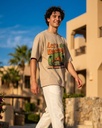 Beige Oversized T-Shirt Lets Go Vacacy Van Graphic Printed