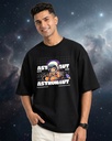 Black Oversized T-Shirt Astronaut Graphic Printed