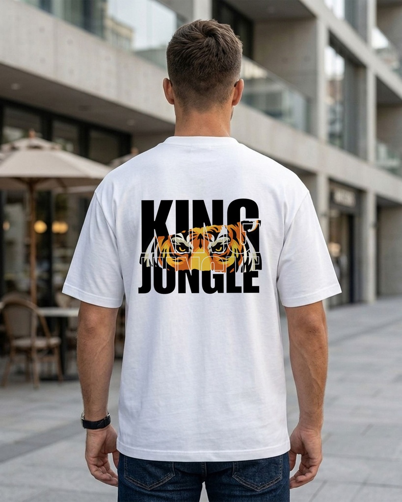White Oversized T-Shirt King Jungle Graphic Printed