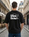Black Oversized T-Shirt Keep Moving Forward Never Surrender Wolf Graphic Printed