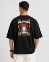 Black Oversized T-Shirt King Of Heart Anime Graphic Printed