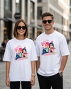 Couple White Oversized T-Shirt I Love You 4 Ever Graphic Printed