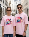 Couple Light Baby Pink Oversized T-Shirt I Love You 4 Ever Graphic Printed