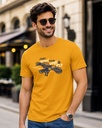 Mustard Yellow Round Neck T-Shirt  Eagle Graphic Printed