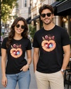 Couple Black Round Neck T-Shirt Love Birds Graphic Printed